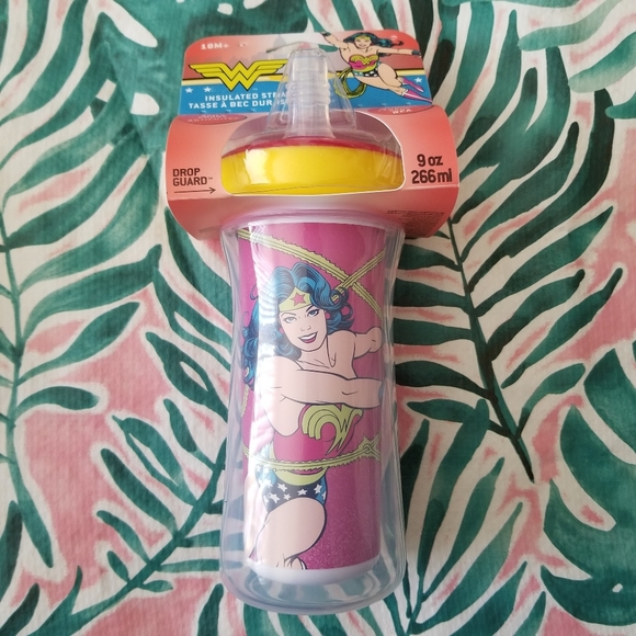 DC Comics Justice League Wonder Woman Insulated Spill Proof Straw Sippy Cup NWT - Picture 2 of 7